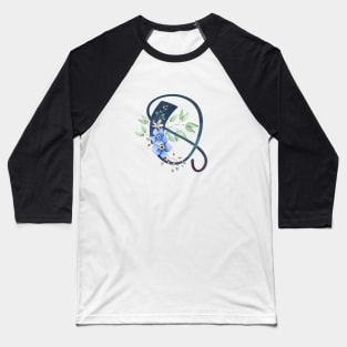 Floral Monogram Q Wild Blue Flowers Baseball T-Shirt